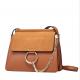Nubuck Leather Handbags Shoulder Bag with Metal Ring Vintage Lady Daily Bags