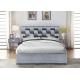 Grey Velvet Fabric Storage Bed Frame With Tufted High Headboard