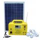 20W portable solar power system with LED lighting, USB charging , integrated radio/MP3 functions