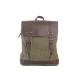 CL-520 Army Green Vintage Leather Canvas Bag Computer Backpack