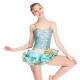 Emerald Latin Dance Costumes Sequin Floral Spandex Dance Dress For Stage