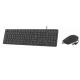 Wired Keyboard and Mouse Combo Black 24mm Thick Carbon Film Keys Keyboard 1200 DPI Resolution Plug And Play USB Interface