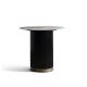 Living room round small stainless steel end table with brushed gold ceramic top wooden base