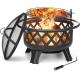 Cooking Grate 30'' Portable Charcoal Fire Pit Wood Burning With Swivel Grill