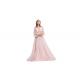 Custom Made Pink Half Sleeve Evening Gown With Hollow - Carved Design
