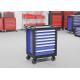 Blue 7 Drawers 27inch Movable Rolling Cabinet Package Box On Wheels For Tools Packaging
