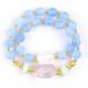 Handmade Custom Crystal Blue Chalcedony Double Layer Multifacted Round Bead Bracelet For Jewelry Gift