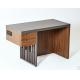 Luxury HPL Laminate Metal Frame Hotel Writing Desk With 2 Drawers And Power