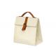 Customization Canvas Insulated Lunch Bag Cream Color Velcro Closure For 6 Hours Heat Retention