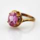 18K Rose Gold Plated Sterling Silver Ring 9mmx11mm Oval Pink Cubic Zircon  (R266)