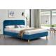 Brilliant Blue Fabric Upholstered Bed Frame With Headboard Wholesale Bed Manufacturers