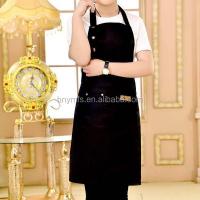 Custom Logo Printed Black Polycotton Twill Fabric Promotion Waterproof  Kitchen Chef Apron