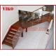 Solid Wood Staircase VK95S  American Handrail Tread American ,Railing tempered glass, Handrail b eech Stringer,carbon