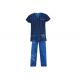 Blue Protective Work Clothing Scrub Suit For Men Reversible Short Sleeve Top Long Pants