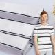 Multicolor 100 Cotton Striped Fabric 220gsm Breathable Stretch Material