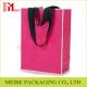 Recycled Medium Pink color printing Paper Carrier Bags with customized LOGO and black handle
