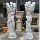 Marble Woman Statues Sculpture Floor Lamp Life Size White Stone Carving Garden Decoration