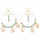 Rice Beads Dangle Tassel Earrings Round Pearl Shell Enamel Hoop Earrings For Women