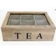 Custom design 6 compartments wooden tea bag box with lid