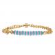 Blue And Pink Beads Gold Plated Chain Link Bracelet With Magnetic Adsorption