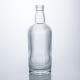 Heavy Transparent Glass Bottle for Brandy Whisky Gin Custom Shape Cork Top Engraved