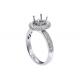 18k White Gold Semi Mount Jewelry ring With 1-1.1mm 0.45ct Natural Diamonds