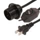Durable Flame-Retardant Plug Adapter Cable with E26 Light Bulb Socket and Inline Dimmer Switch, NEMA 1-15P to E26 Converter