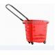 Plastic Red Shopping Basket With Wheels Trolley Grocery Store Carts 50L