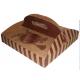 Stripe Folding Brown Paper Box Packaging With Handle For Pizza