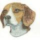 3 Beagle Dog Portrait Iron On Embroidery Patch Merrowed Border Custom Pantone Color