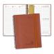 Brown Softcover Spiral Planner 2023 Daily Weekly Schedule Calendar Paper Pocket