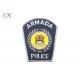 Iron on Backing Police Armband Embroidered Patch With silvery Merrowed Border