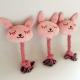 Rabbit Shape Plush Pet Toys Pink Color Printing / Embroidery Logo 22G