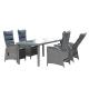 SGS Approval H72cm Chair Grey Rattan Bistro Set With Glass Top