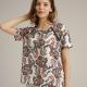 Casual Women'S Pure Linen Short Sleeve Top Print Design Multiple Sizes Available