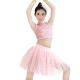 Two Piece Dance Performance Outfits Sequins High Neck Sleeveless Top and Tutu Skirt Competition Dress