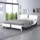 140 X 200 Cm LED Upholstered Bed Black / White Faux Leather With LED