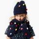 70 % Nylon / 30 % Wool Knit Hat Scarf Gloves Set , Womens Winter Hat Scarf And Glove Sets With Color Dots