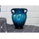 Solid Custom Big Glass Vase Decoration , Hotel Blue Handmade Glass Vase