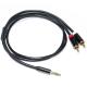 RCA Audio Cable 3.5MM 2-1 Black Metal Shell For Car Audio 0.53M 1M 2M