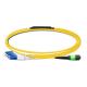 1m (3ft) MTP Female to 4 LC UPC Duplex OS2 9/125 Single Mode Fiber Breakout Cable, 8 Fibers, Type B, Elite, Plenum (OFNP), Yellow
