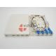 Uncut 4 Fibers Mini Optical Splice Box , ABS White Fiber Terminal Box for 1 * 4 Steel Tube Splitter