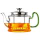 Handblown Thermal Teapot With Infuser , Colored Infuser Borosilicate Kettle