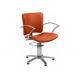 High End Steel Star Salon Hair Styling Chairs With Metal Hand Rest , Orange Color