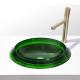 Modern Style Bathroom Wash Basins Semi Embedded Oval Shape Glazed Glass Sinks