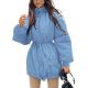 100% Polyester Belted Ladies Long Puffer Coat Jackets Zipper Closure