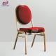 Red Fabric Iron Hotel Banquet Chair Round Back Thickened Fabric For Wedding