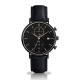 Mineral Crystal Black Stainless Steel Watch Mens Genuine Leather Eco - Friendly