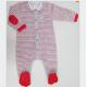 Yarn Dyed Baby Velour Romper Baby Footed Rompers Front Opening Footie Rib Collar