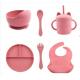 Custom Pantone Color silicone dinner set 5 Pcs Silicone Suction Weaning Set Food Grade Material OEM ODM
